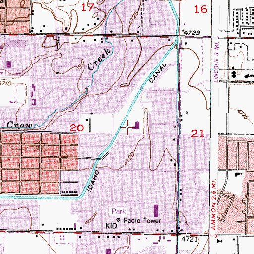 Topographic Map of Linden Park Elementary School, ID