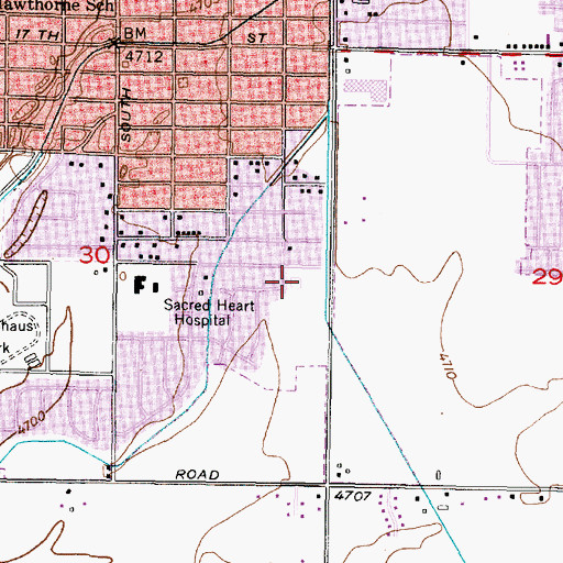 Topographic Map of Longfellow Elementary School, ID