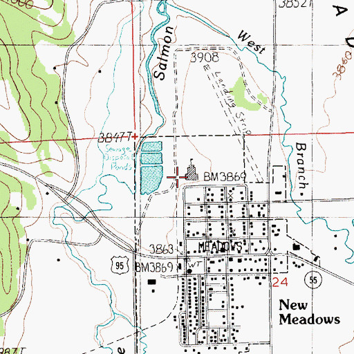 Topographic Map of Meadows Valley School, ID