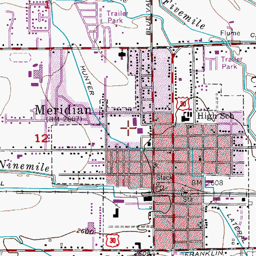 Topographic Map of Meridian Elementary School, ID