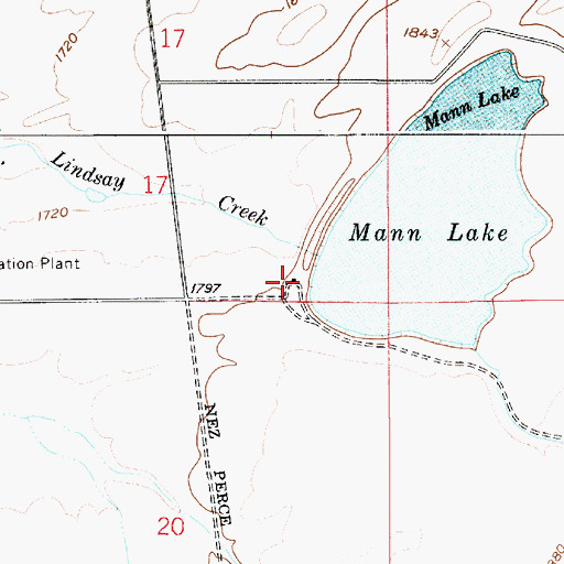 Topographic Map of Mann Lake Public Fishing Area, ID
