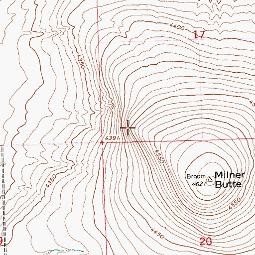 Topographic Map of Milner Butte Wildlife Habitat Areas, ID
