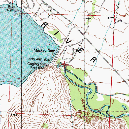 Topographic Map of Mackay Dam Access Area, ID