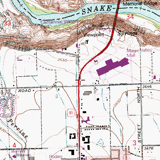Topographic Map of Magic Valley Mall, ID