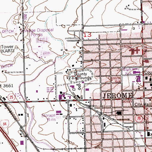Topographic Map of Jerome County Fairgrounds, ID