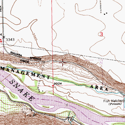 Topographic Map of Niagara Springs Grade, ID