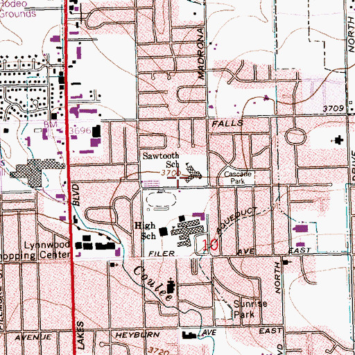 Topographic Map of Sawtooth Elementary School, ID