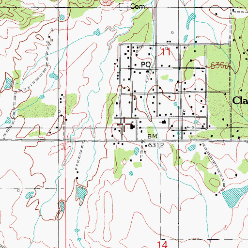 Topographic Map of Clay Springs School, AZ