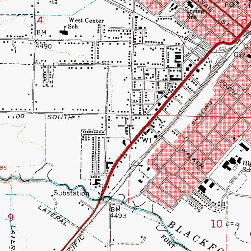 Topographic Map of Second Chance Project Alternative High School, ID