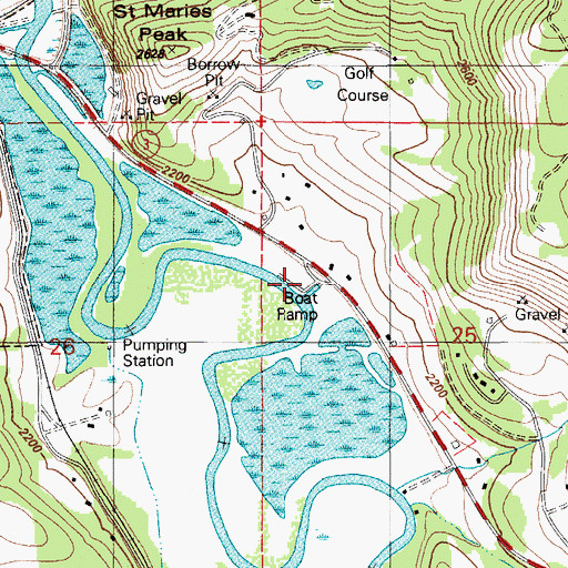 Topographic Map of Saint Maries River Access Area, ID