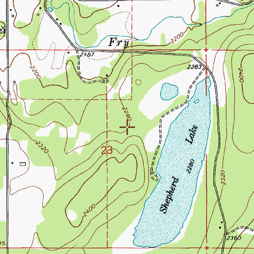 Topographic Map of Shepherd Lake Access Area, ID