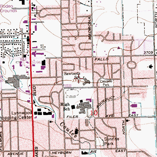 Topographic Map of Sawtooth Elementary School, ID
