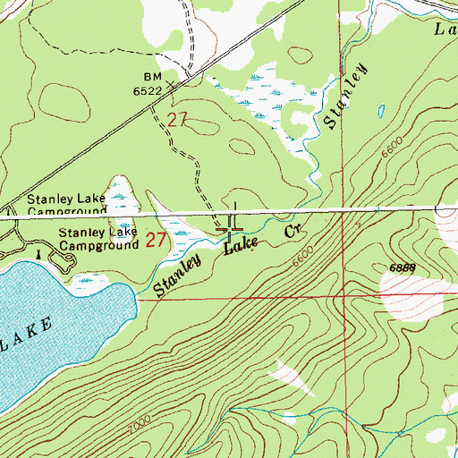 Topographic Map of Stanley Lake Fish Barrier Dam, ID