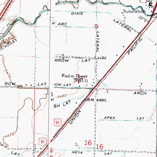 Topographic Map of KBLI-AM (Blackfoot), ID