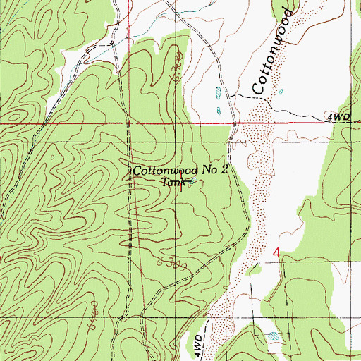 Topographic Map of Cottonwood Number Two Tank, AZ