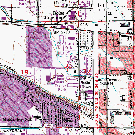 Topographic Map of KGEM-AM (Boise), ID