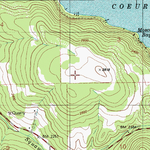 Topographic Map of KVNI-AM (Coeur D'Alene), ID