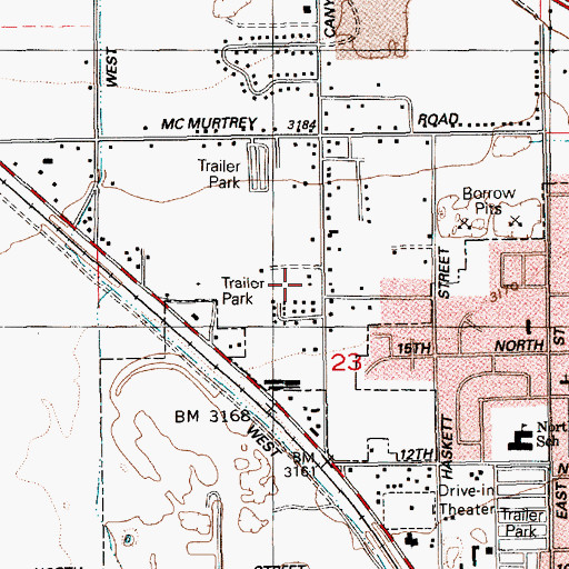 Topographic Map of KLVJ-AM (Mountain Home), ID