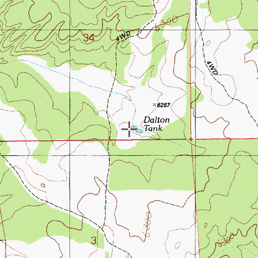Topographic Map of Dalton Tank, AZ