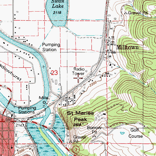 Topographic Map of KOFE-AM (Saint Maries), ID