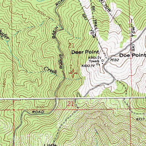 Topographic Map of KQFC-FM (Boise), ID