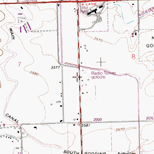 Topographic Map of KCRQ-FM (Gooding), ID