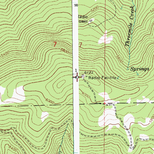Topographic Map of KORT-FM (Grangeville), ID