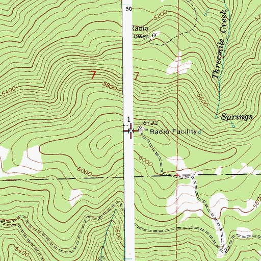 Topographic Map of KORT-FM (Grangeville), ID