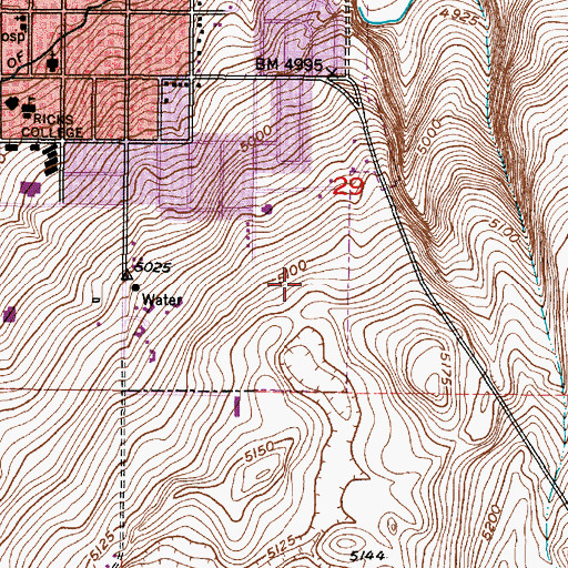 Topographic Map of KRXK-FM (Rexburg), ID