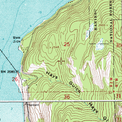 Topographic Map of KJDE-FM (Sandpoint), ID