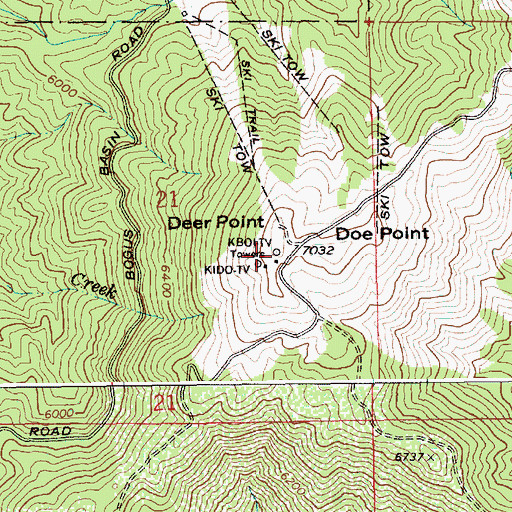 Topographic Map of KBCI-TV (Boise), ID