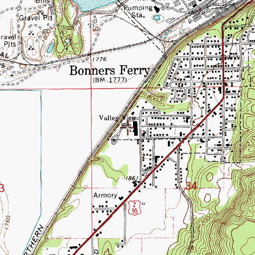 Topographic Map of Valley View Elementary School, ID