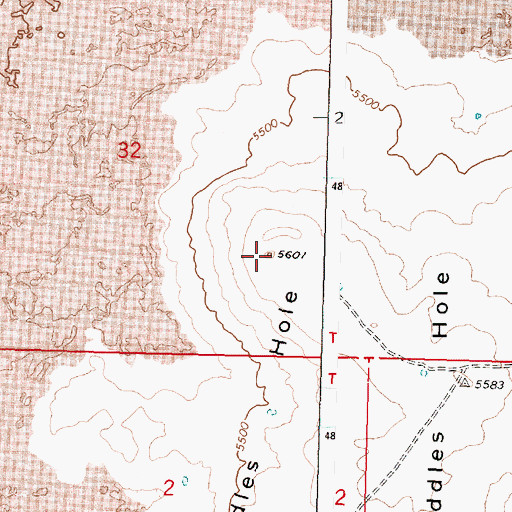 Topographic Map of Huddles Hole, ID