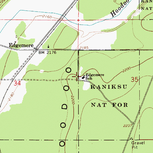 Topographic Map of Edgemere School, ID