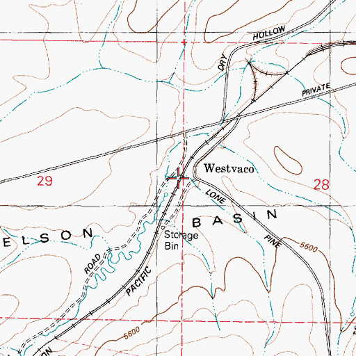 Topographic Map of Westvaco, ID