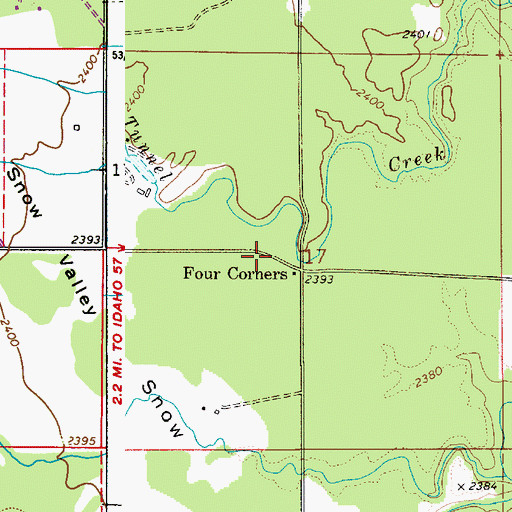 Topographic Map of Snow Valley Grange, ID