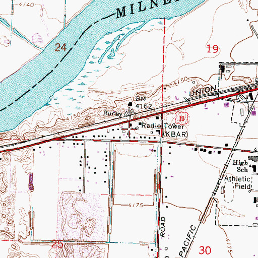 Topographic Map of KBAR-AM (Burley), ID