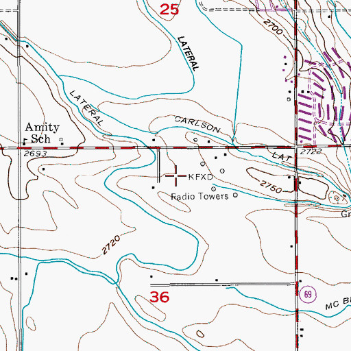 Topographic Map of KFXD-AM (Nampa), ID