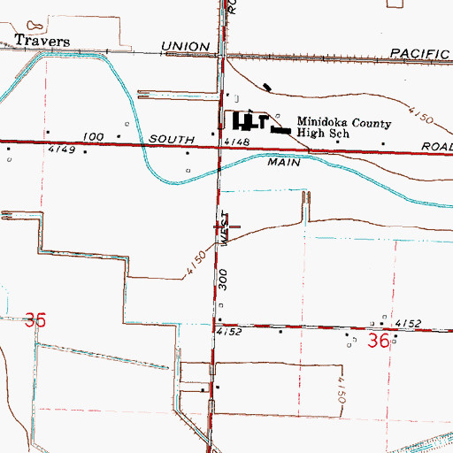 Topographic Map of KBBK-AM (Rupert), ID