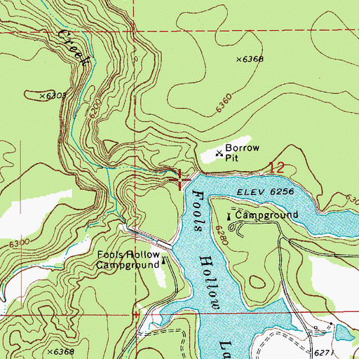 Topographic Map of Fool Hollow Dam, AZ