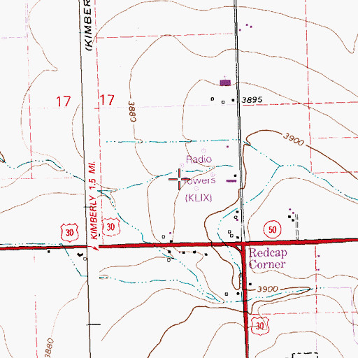 Topographic Map of KLIX-AM (Twin Falls), ID