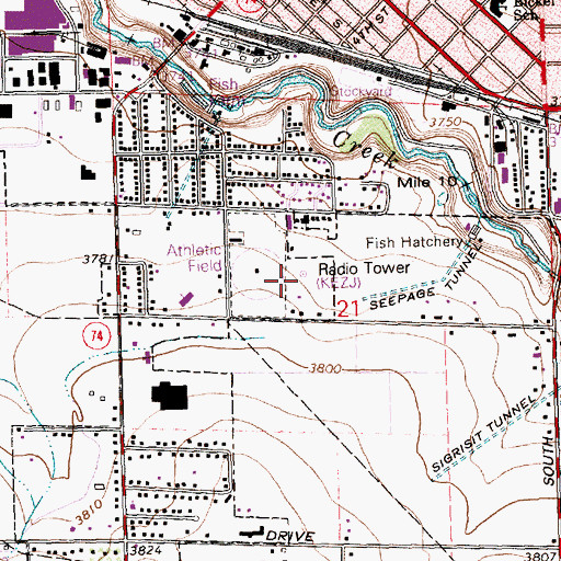 Topographic Map of KEZJ-AM (Twin Falls), ID