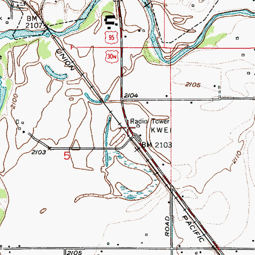 Topographic Map of KWEI-AM (Weiser), ID