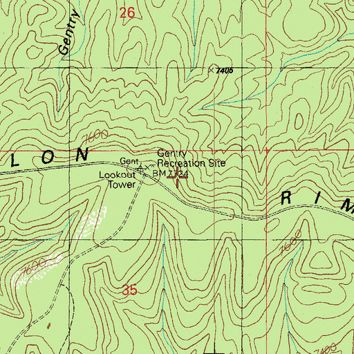 Topographic Map of Gentry Campground, AZ