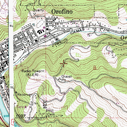 Topographic Map of KLER-FM (Orofino), ID