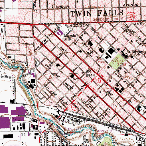 Topographic Map of KAWZ-FM (Twin Falls), ID