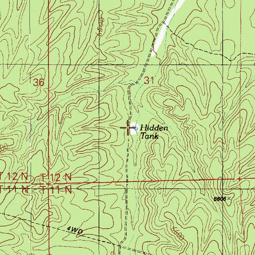 Topographic Map of Hidden Tank, AZ