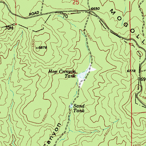 Topographic Map of Hop Canyon Tank Dam, AZ