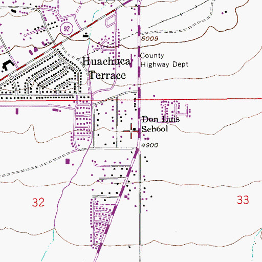 Topographic Map of Don Luis School, AZ