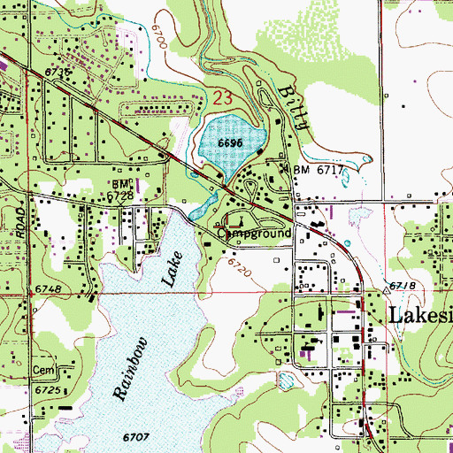 Topographic Map of Lakeside Campground, AZ